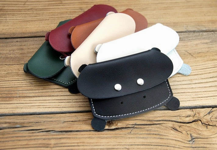 Cute LEATHER Womens Small Hippo Change Wallet Leather Card Wallet FOR Women