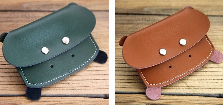 Cute LEATHER Womens Small Hippo Change Wallet Leather Card Wallet FOR Women