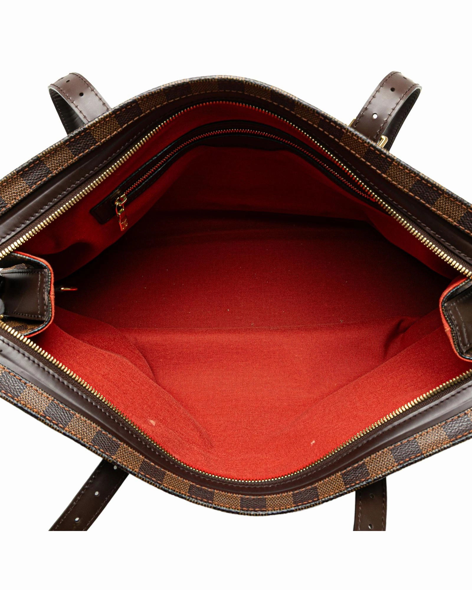 Damier Ebene Canvas Shoulder Bag with Zip Closure