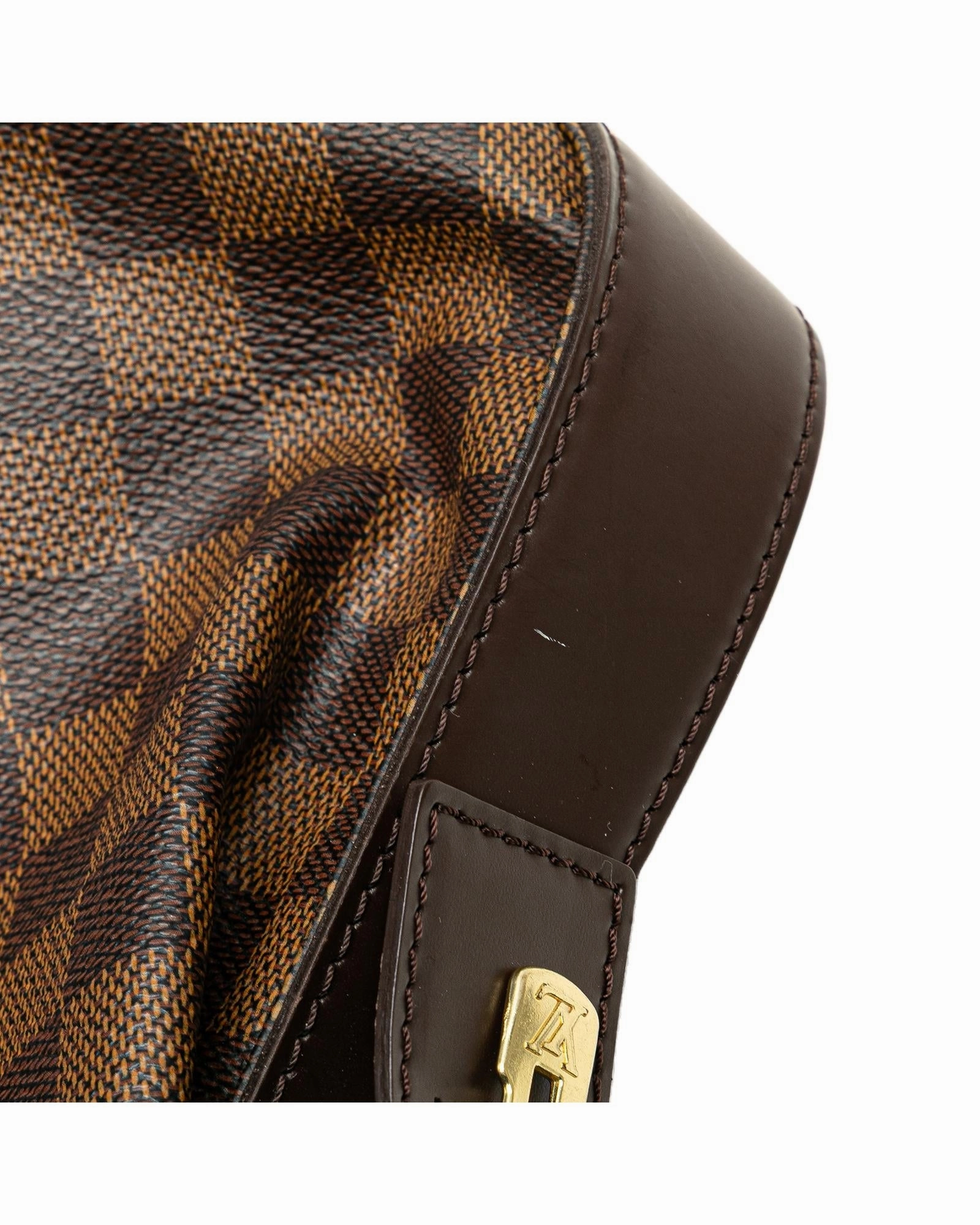 Damier Ebene Canvas Shoulder Bag with Zip Closure