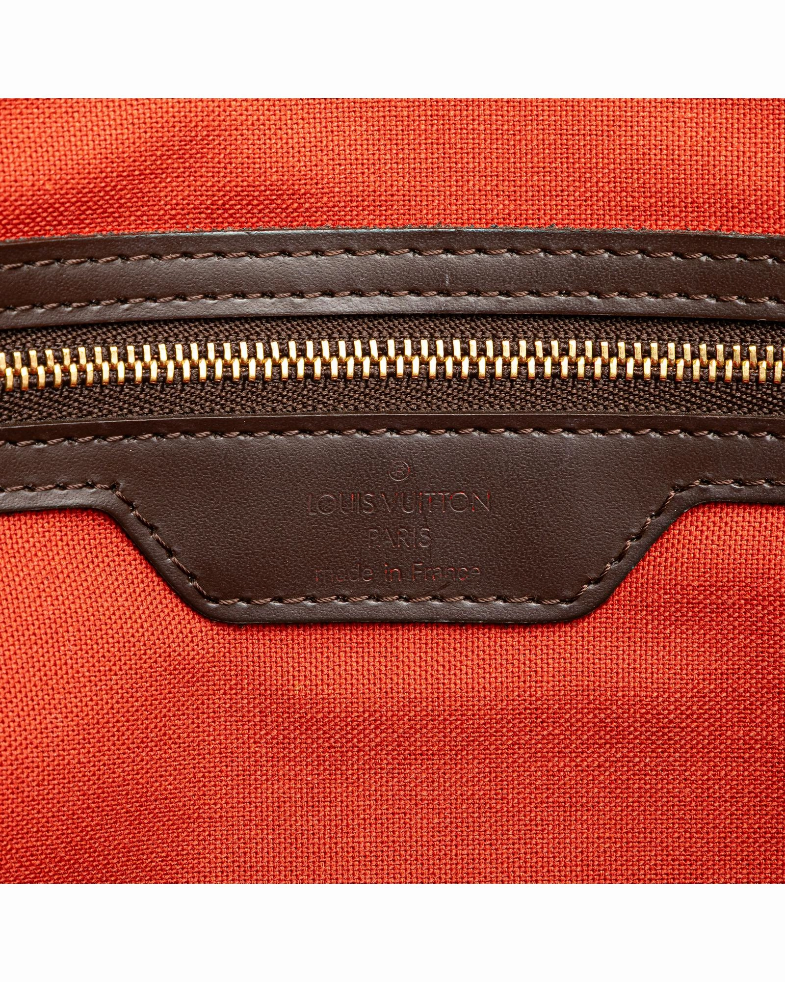 Damier Ebene Canvas Shoulder Bag with Zip Closure
