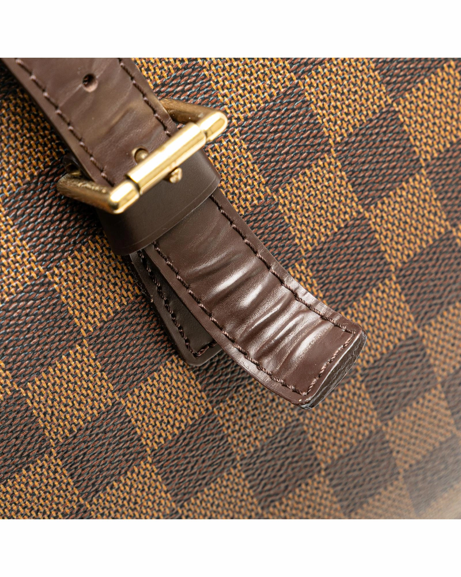 Damier Ebene Canvas Shoulder Bag with Zip Closure