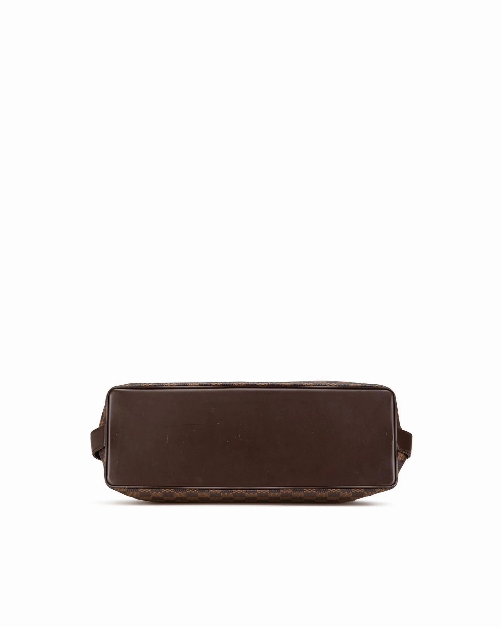 Damier Ebene Canvas Shoulder Bag with Zip Closure