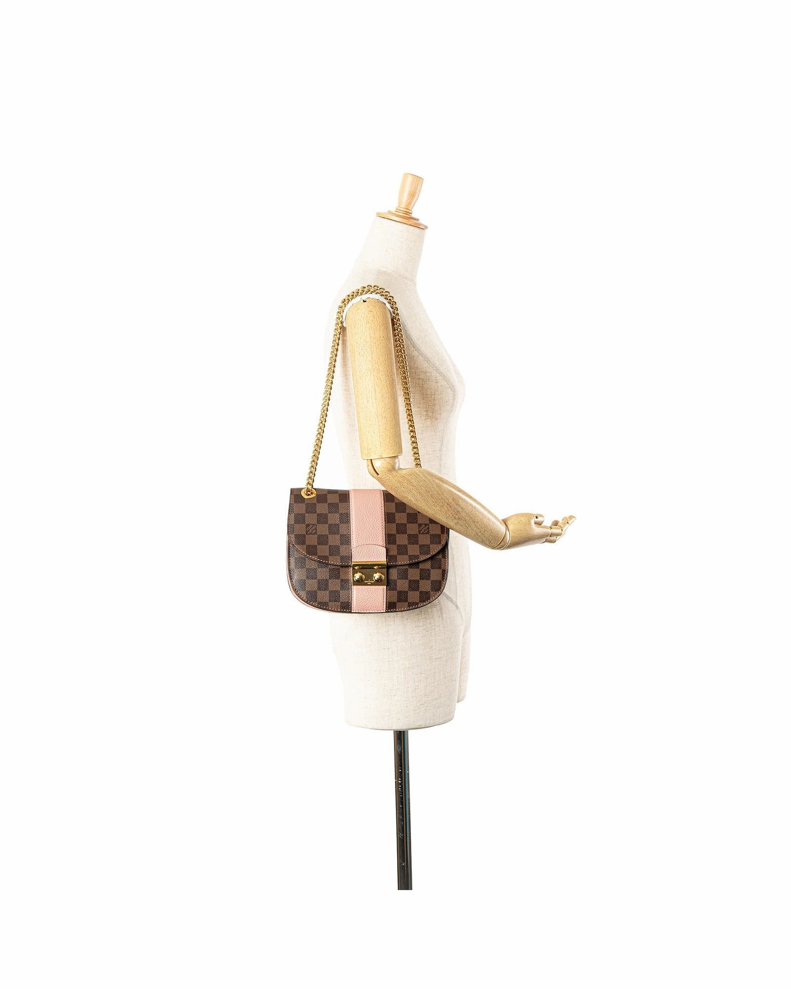 Damier Ebene Cuir Taurillon Wight Chain Strap Shoulder Bag
