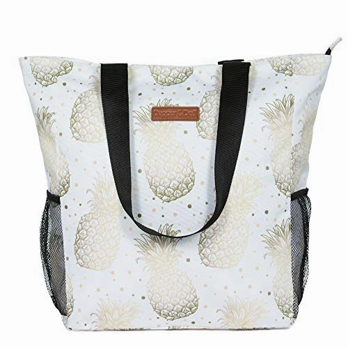 Dapper&Doll Pineapple Beach & Tote Bag Gifts for Women - Waterproof Zipper Top for Boat, Pool, Work - Gift for Women and Nurses