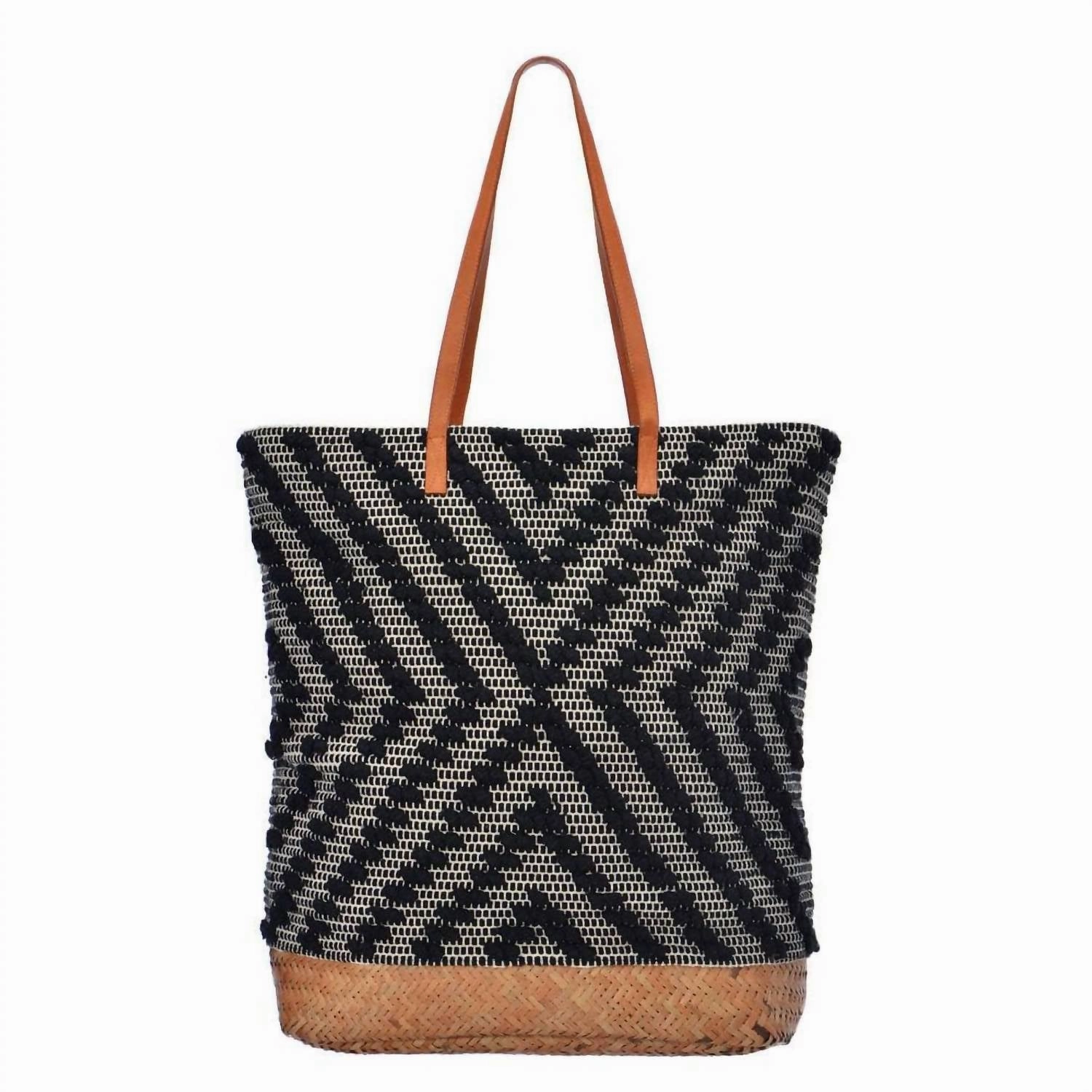 Deka Straw Tote In Black