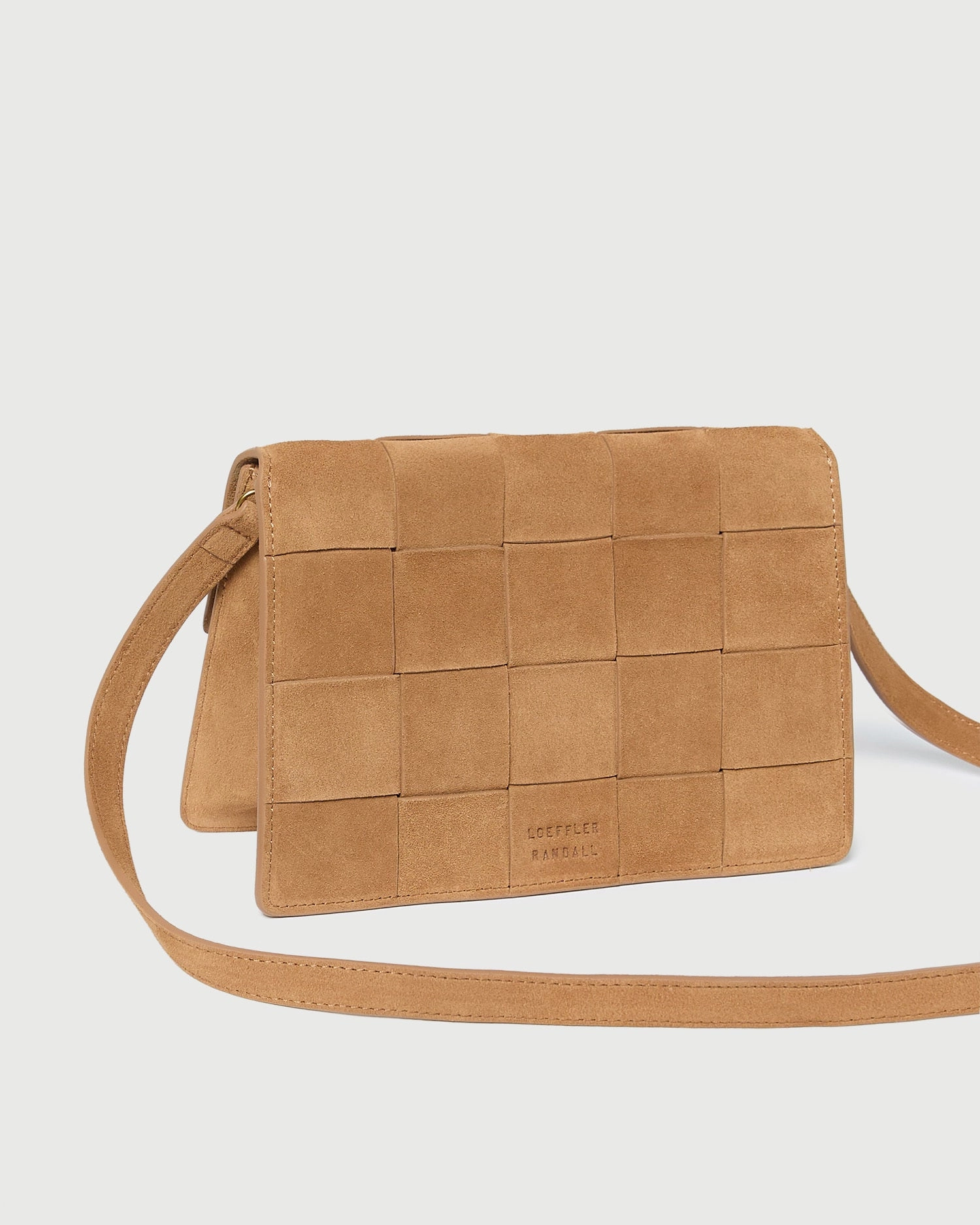 Delphine Toffee Woven Suede Shoulder Bag