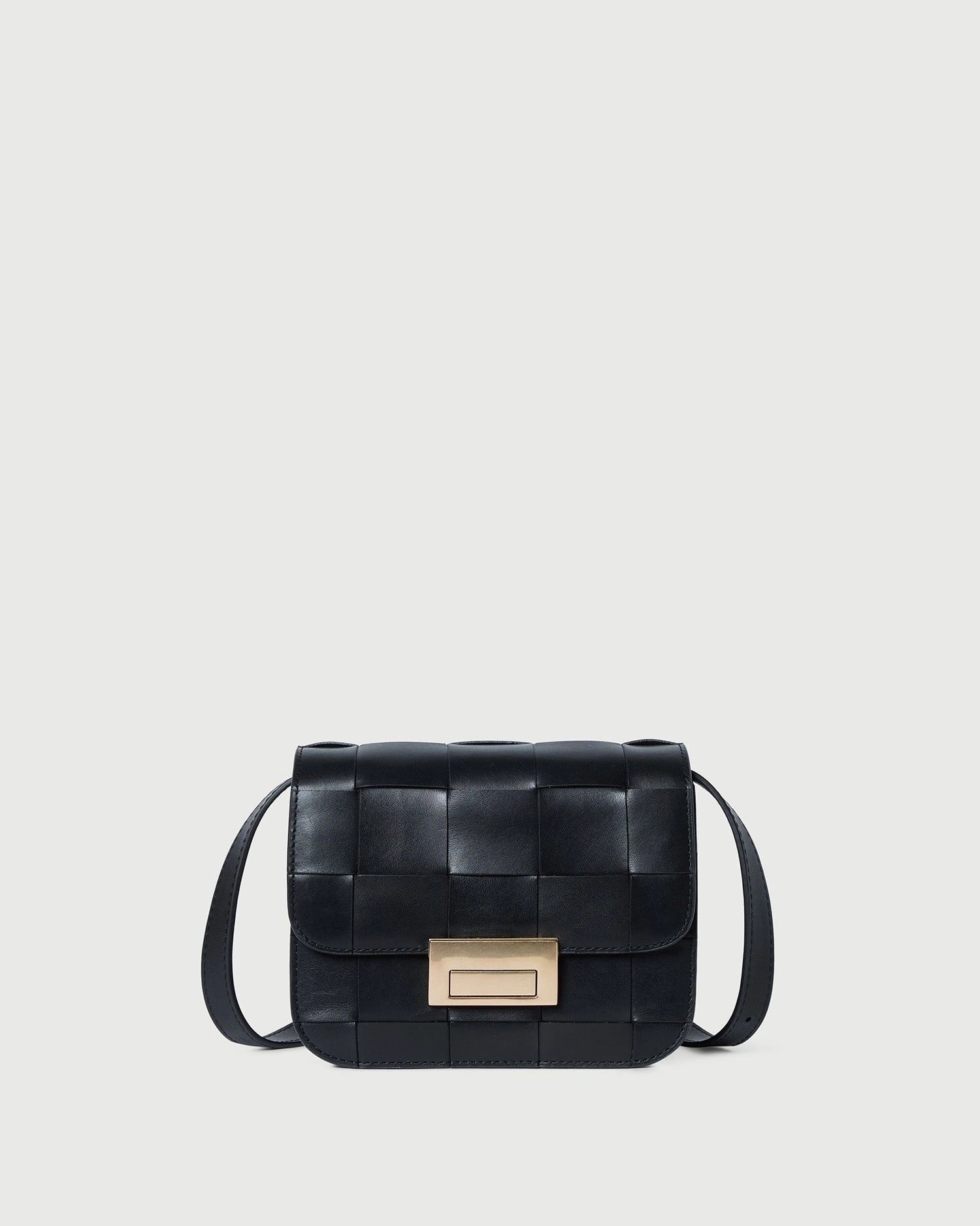 Desi Black Woven Leather Crossbody