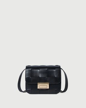 Desi Black Woven Leather Crossbody