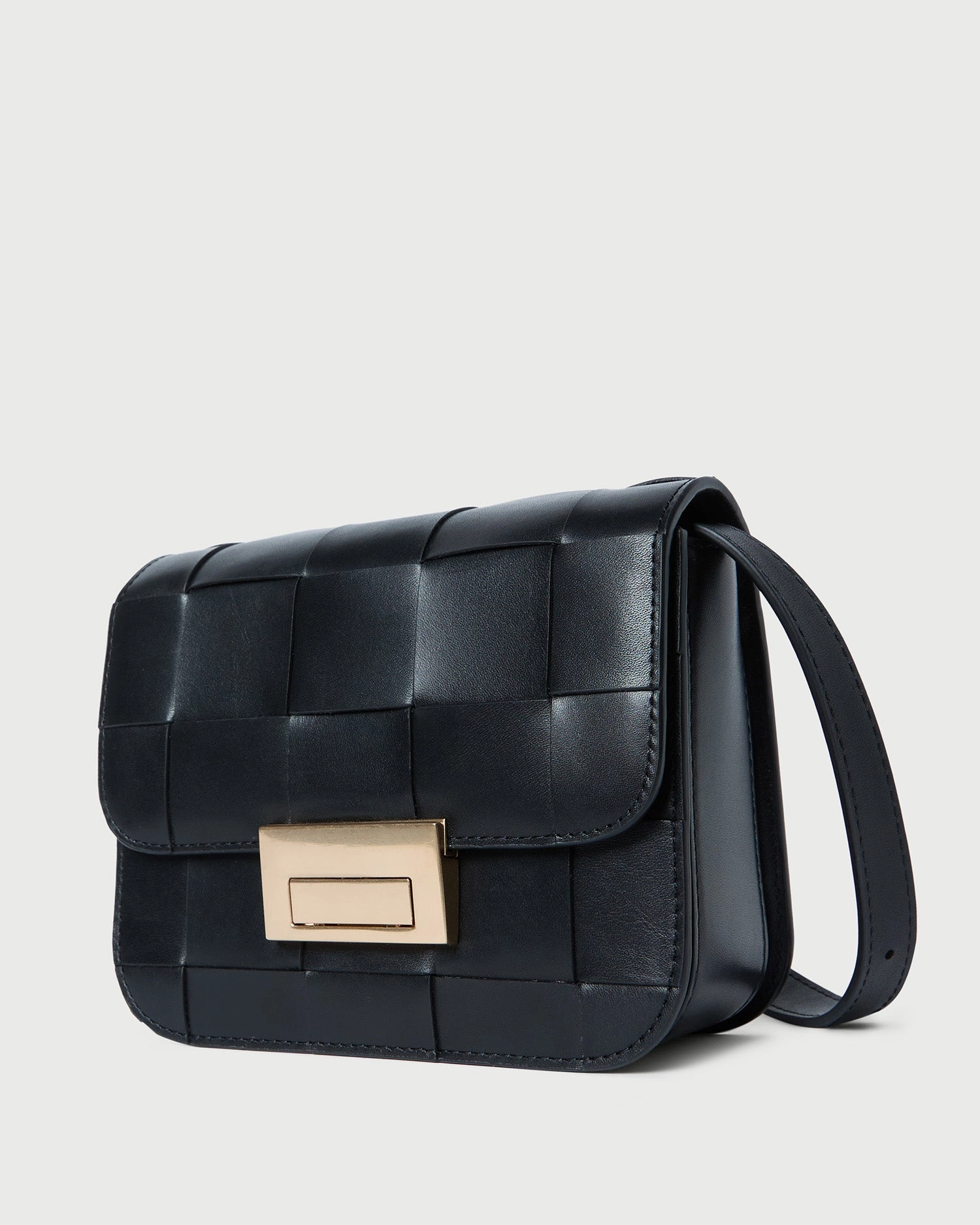 Desi Black Woven Leather Crossbody