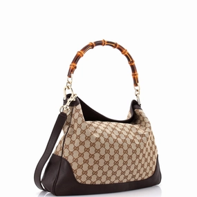Diana Bamboo Shoulder Bag GG Canvas Medium
