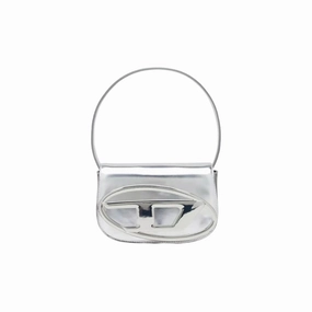Diesel 1Dr Shoulder Bag Mirrored Leather Silver
