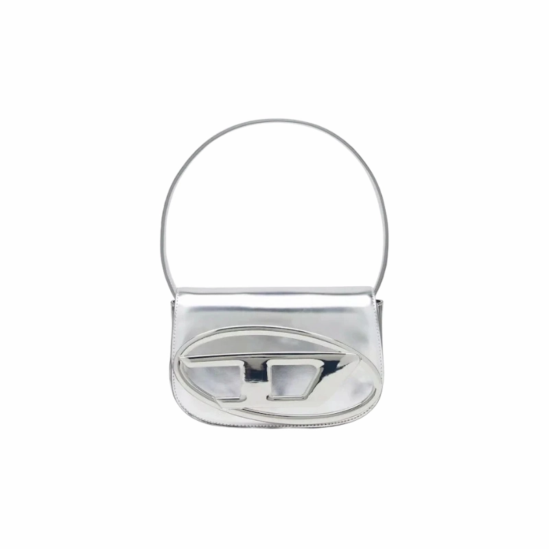 Diesel 1Dr Shoulder Bag Mirrored Leather Silver