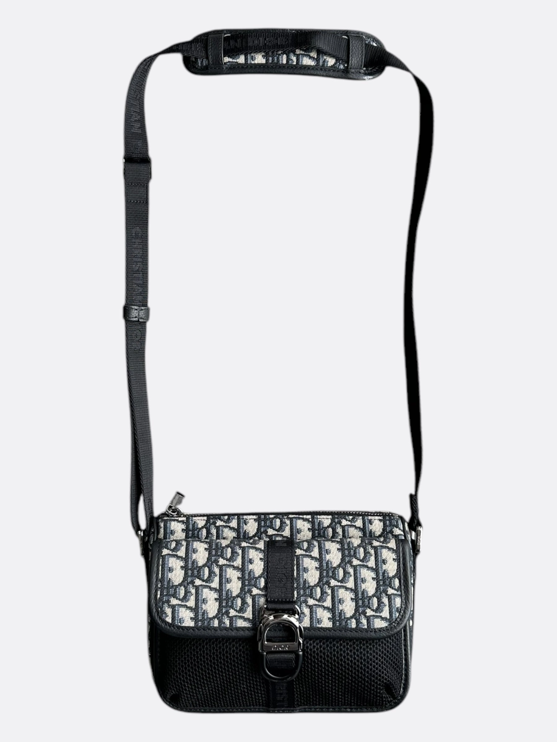 Dior Beige & Black Oblique Mini Dior 8 Messenger Bag