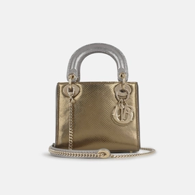 Dior Dior - Mini Lady Dior - Silver/Gold Lizard CGHW - Pre-Loved - 2021