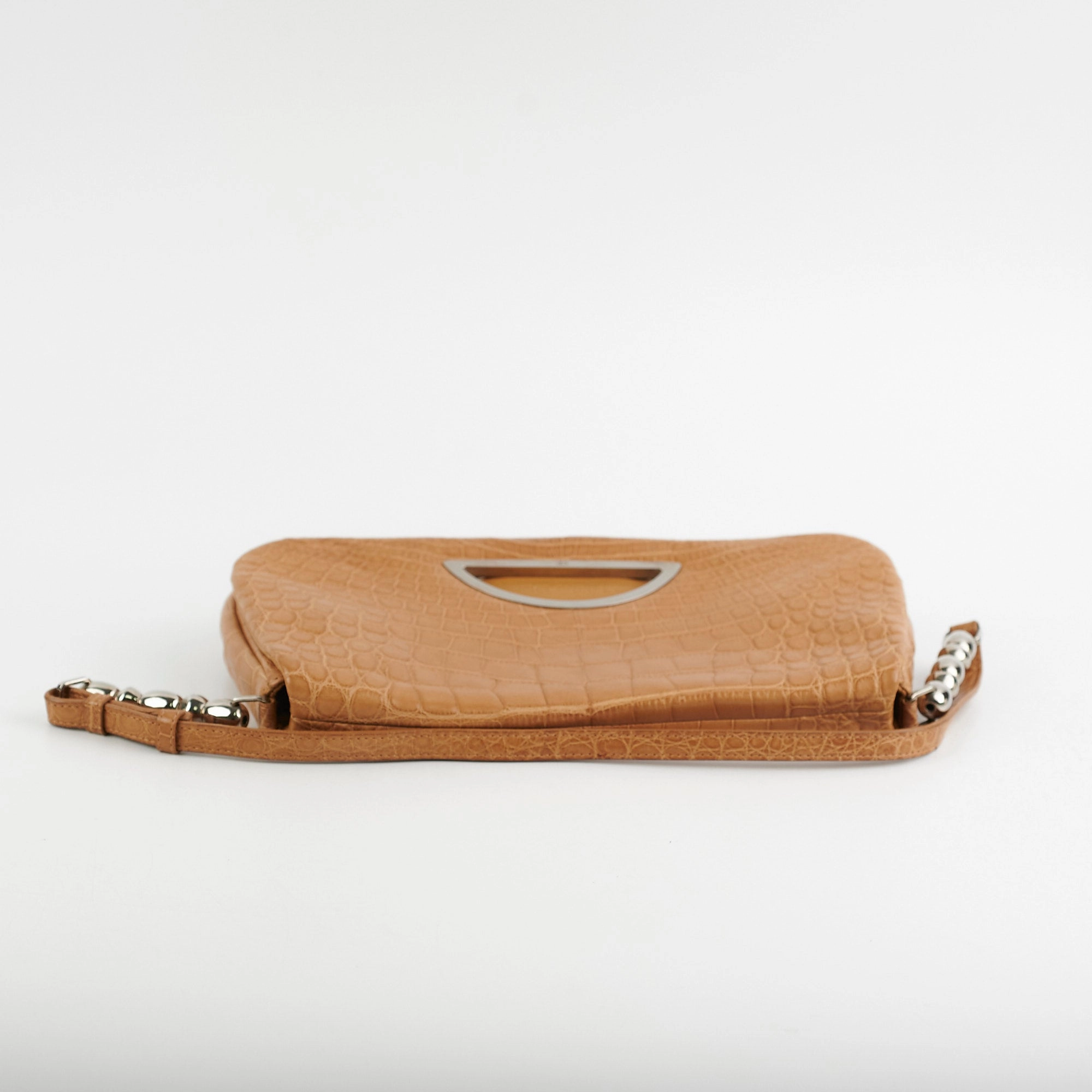 Dior Malice Croc Embossed Tan Shoulder Bag