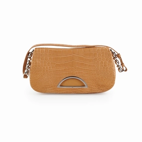 Dior Malice Croc Embossed Tan Shoulder Bag
