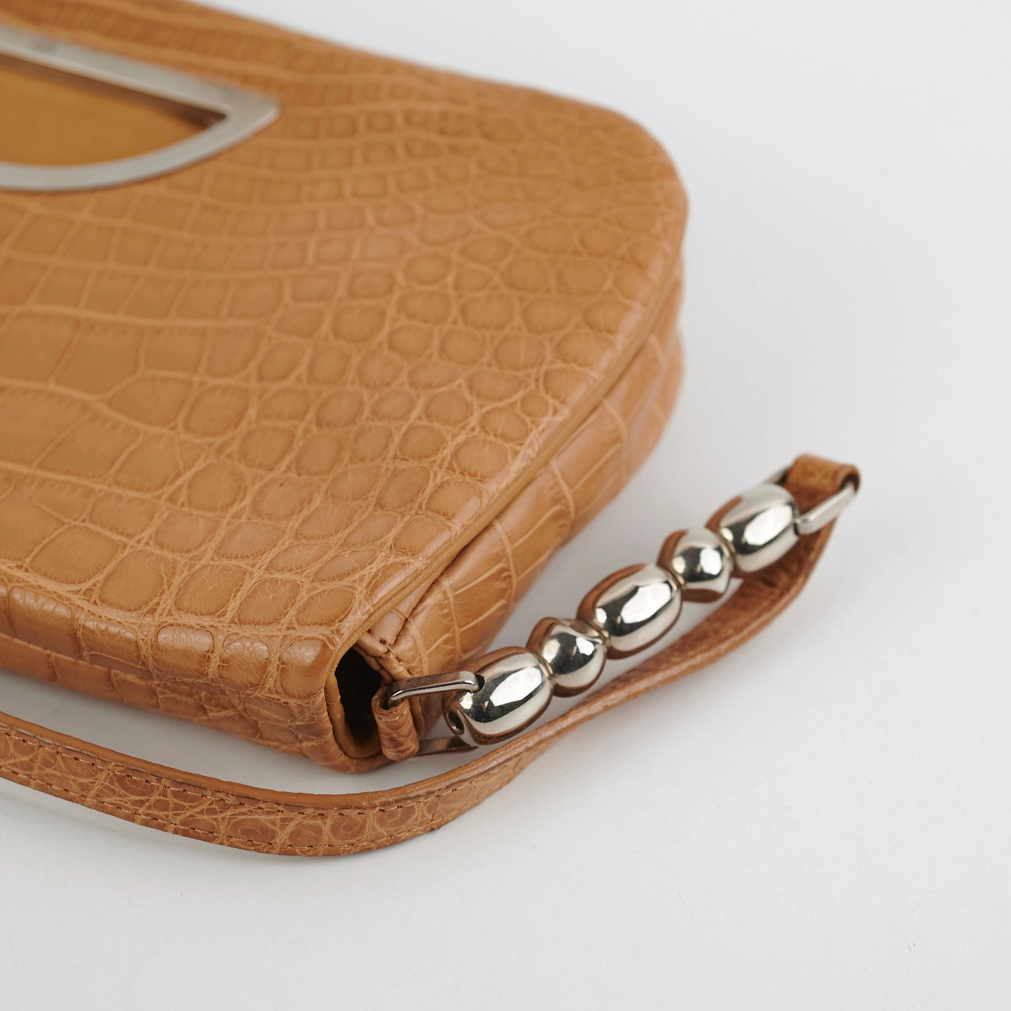 Dior Malice Croc Embossed Tan Shoulder Bag