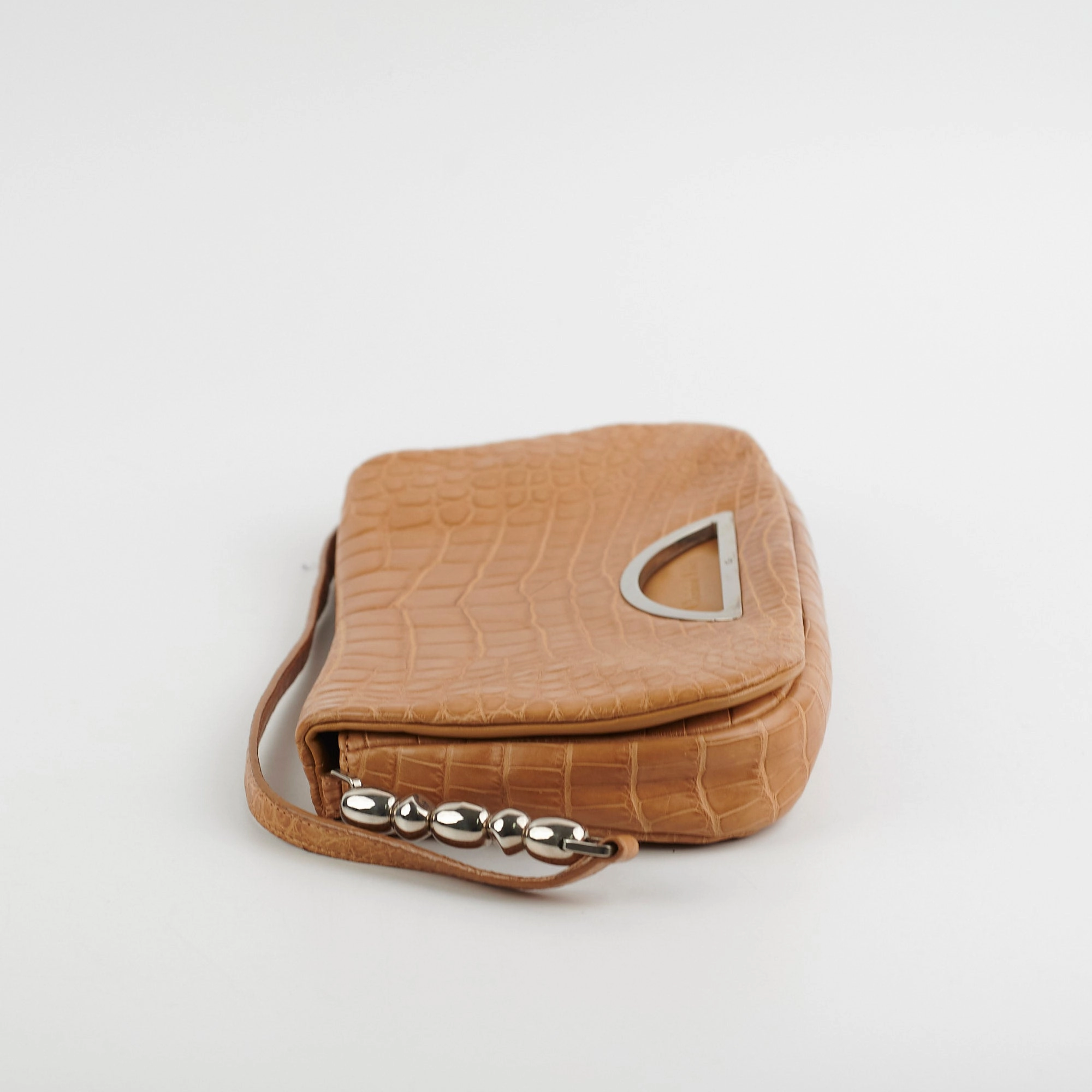 Dior Malice Croc Embossed Tan Shoulder Bag