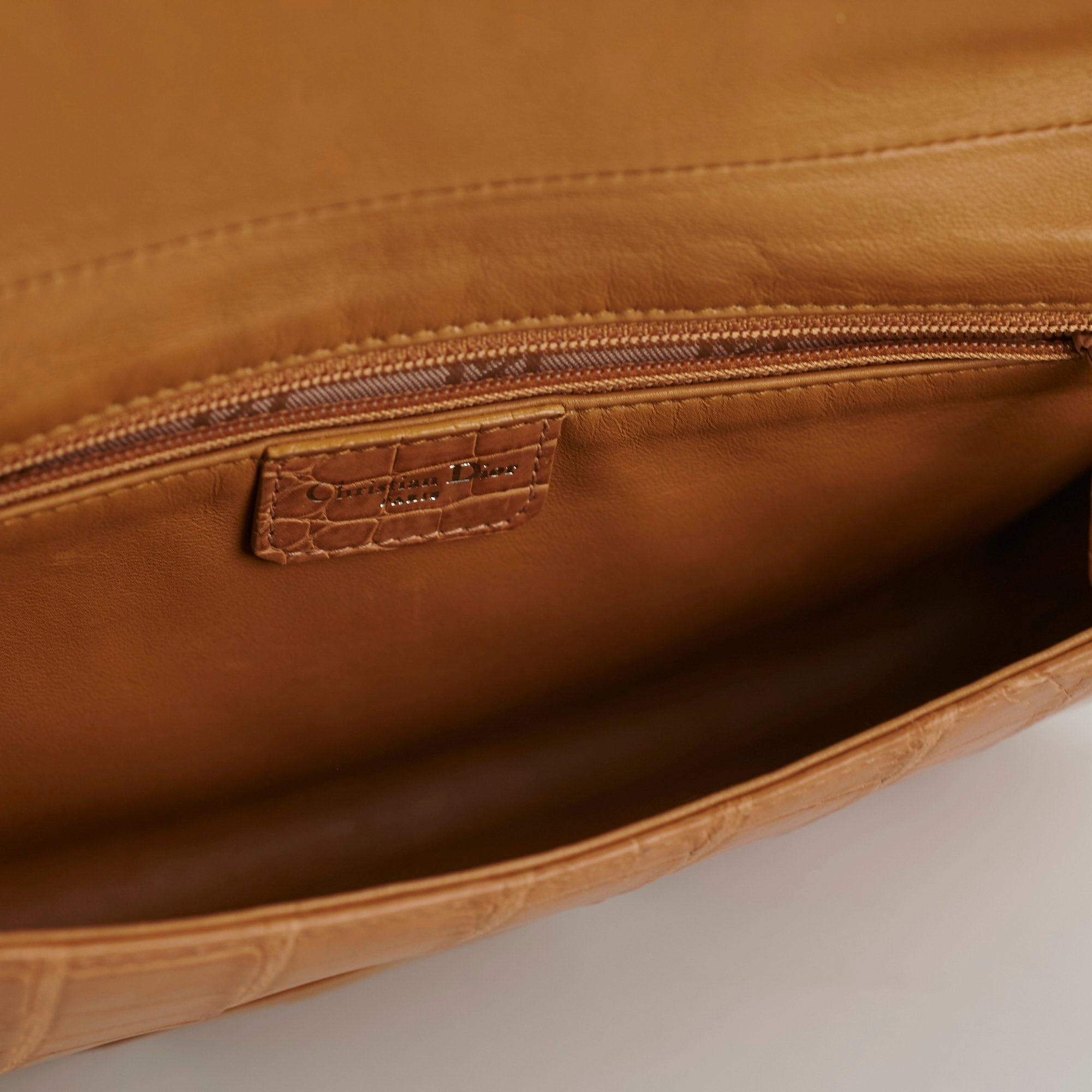 Dior Malice Croc Embossed Tan Shoulder Bag