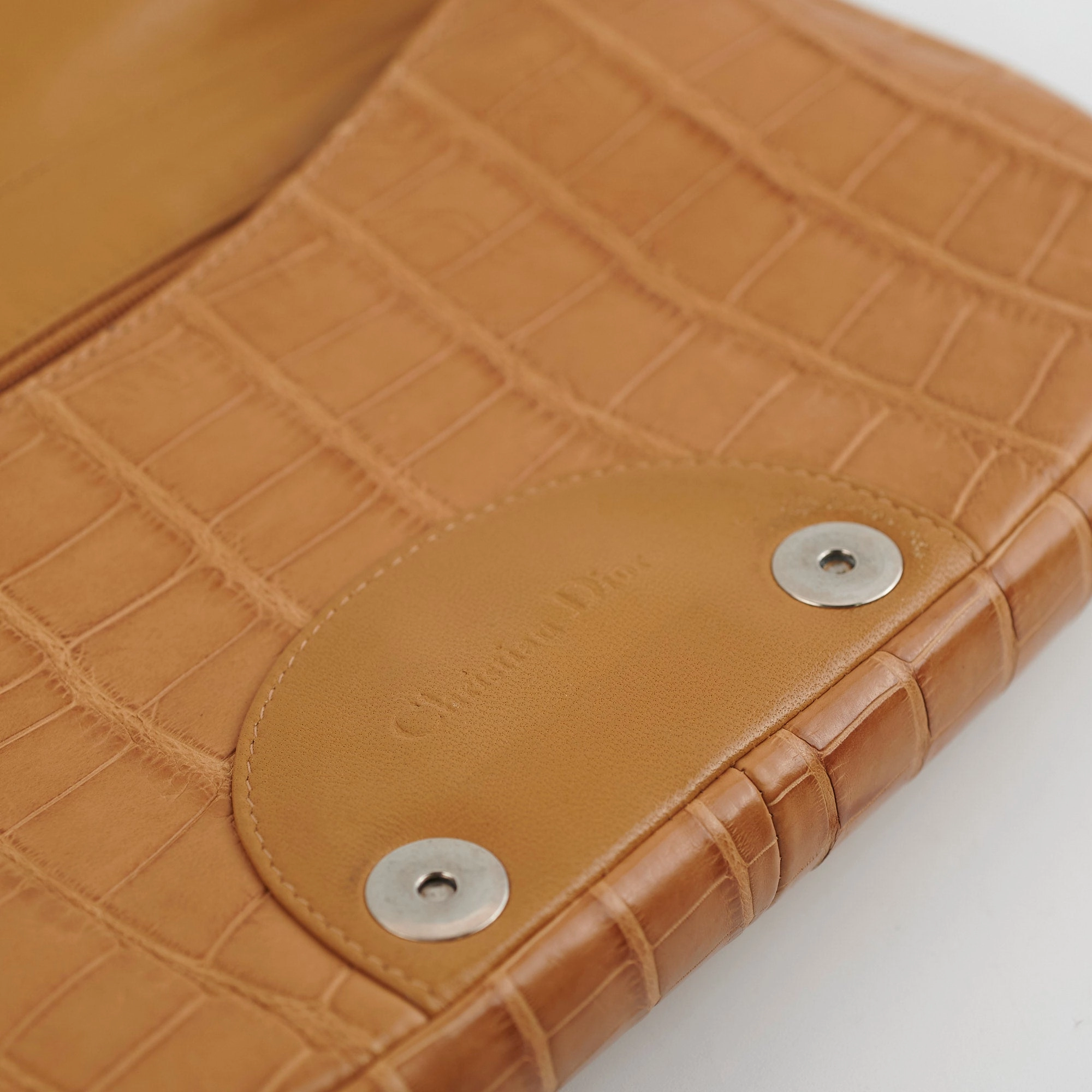 Dior Malice Croc Embossed Tan Shoulder Bag