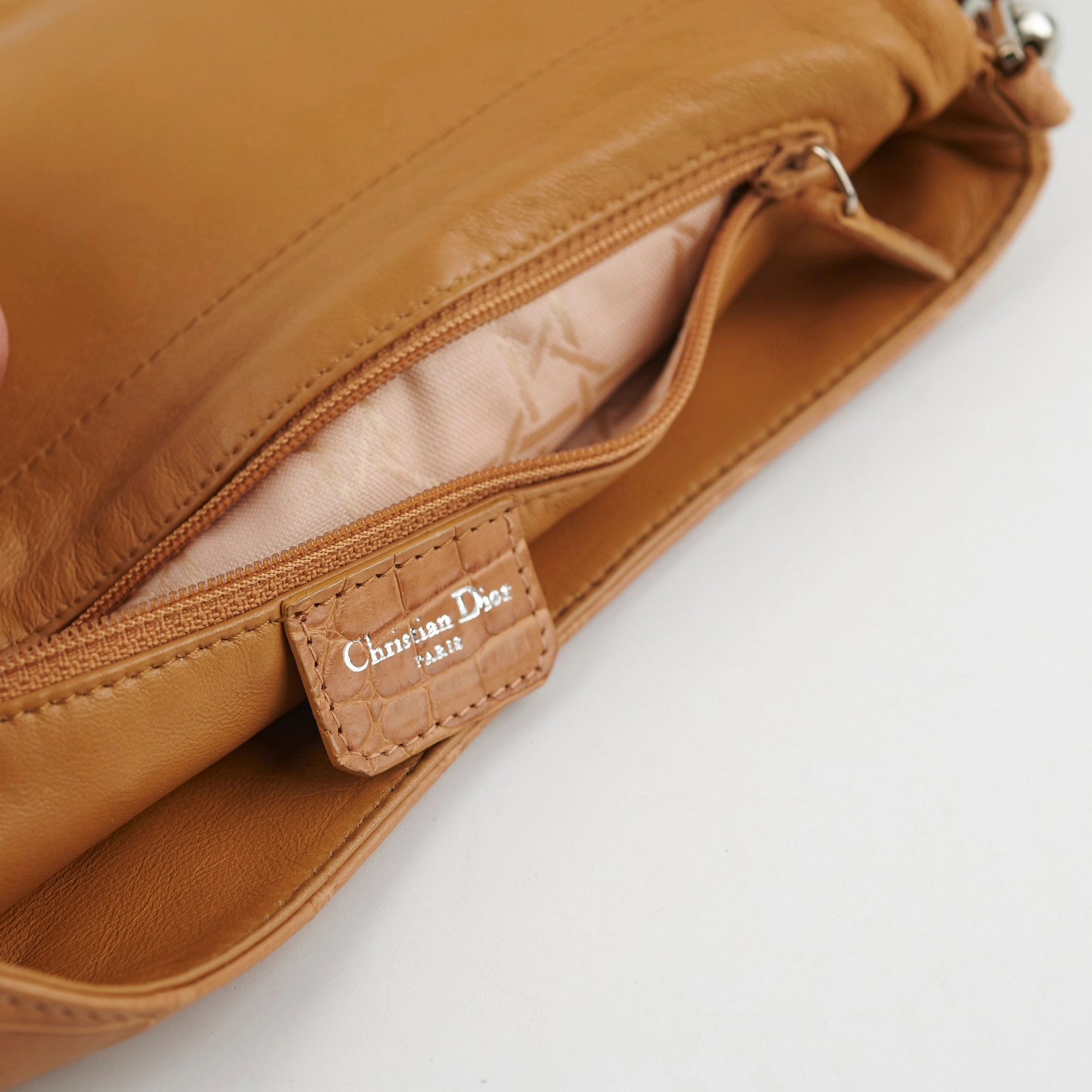 Dior Malice Croc Embossed Tan Shoulder Bag