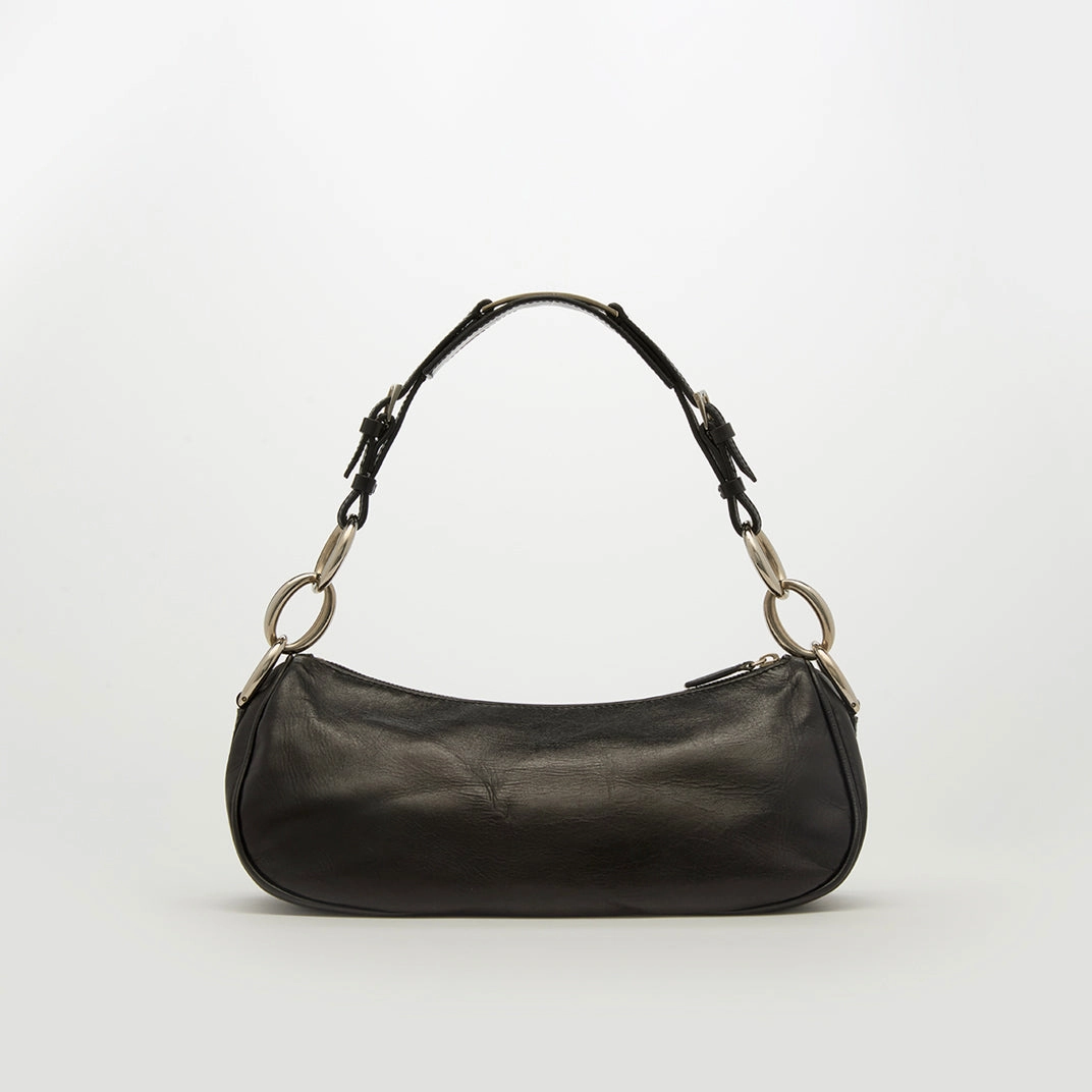 Diva Shoulder Bag in Black Leather