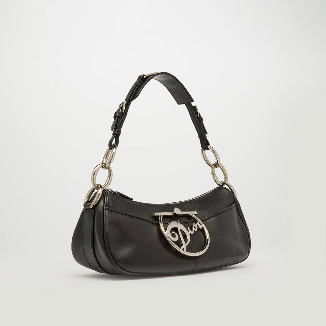 Diva Shoulder Bag in Black Leather
