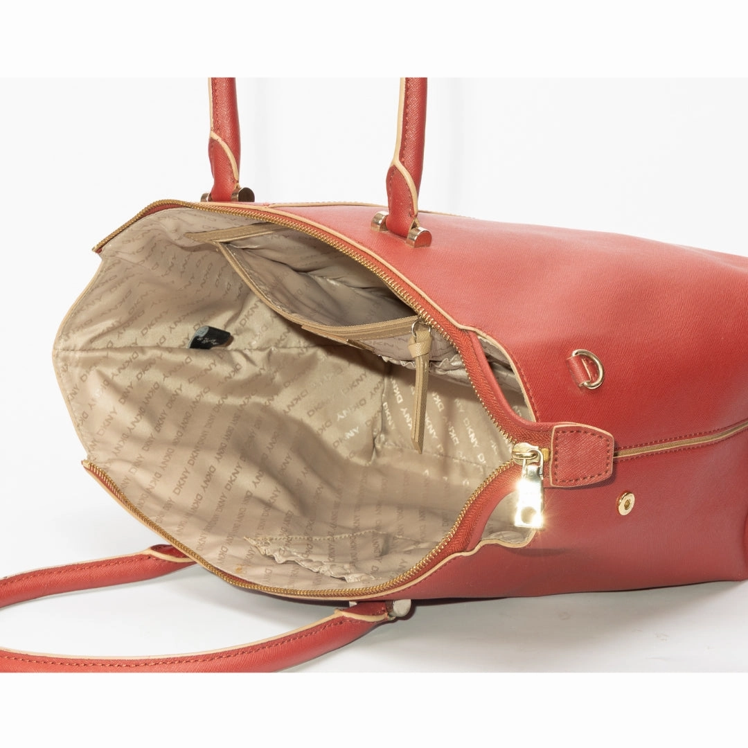 DKNY Red Leather Bryant Park Tote Bag