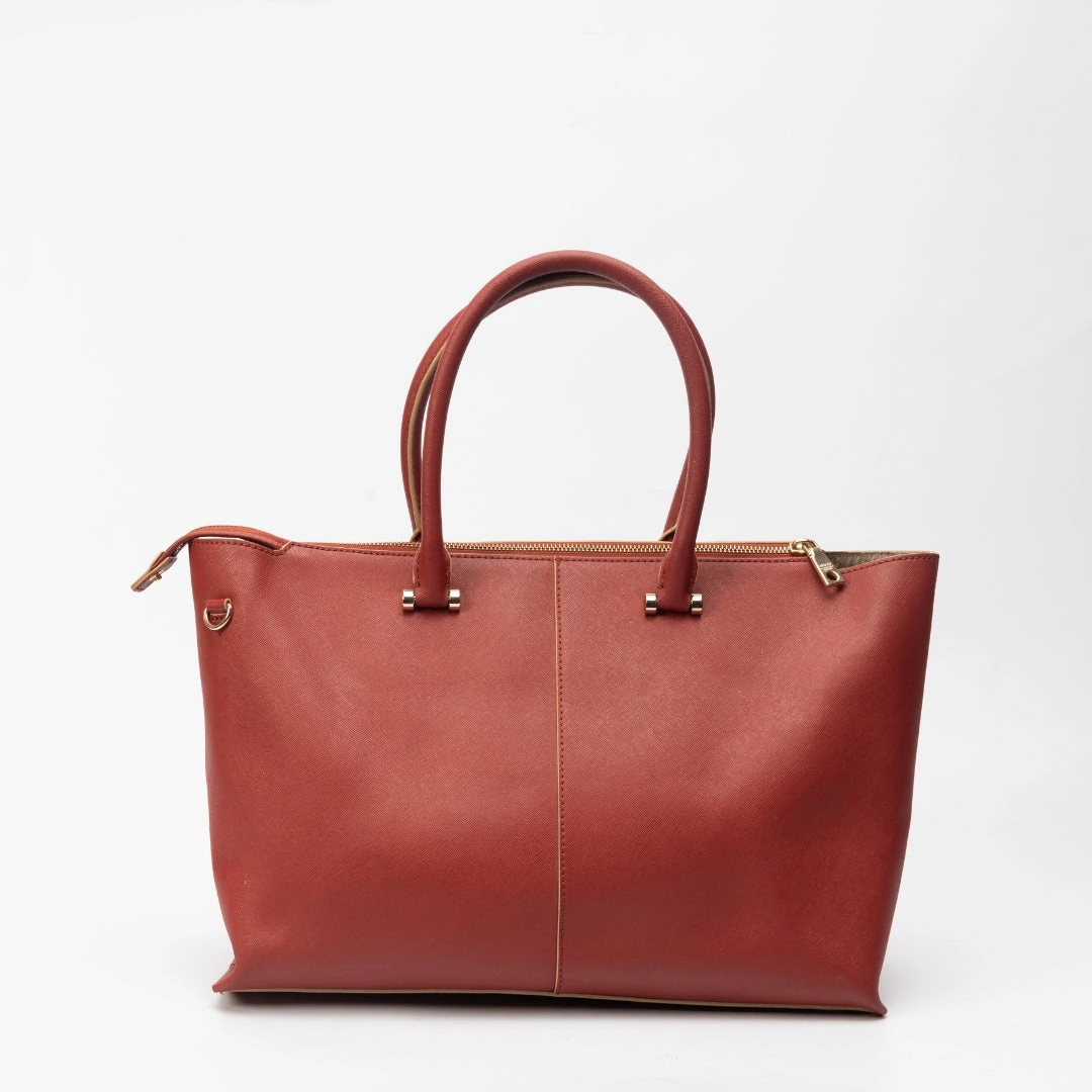 DKNY Red Leather Bryant Park Tote Bag
