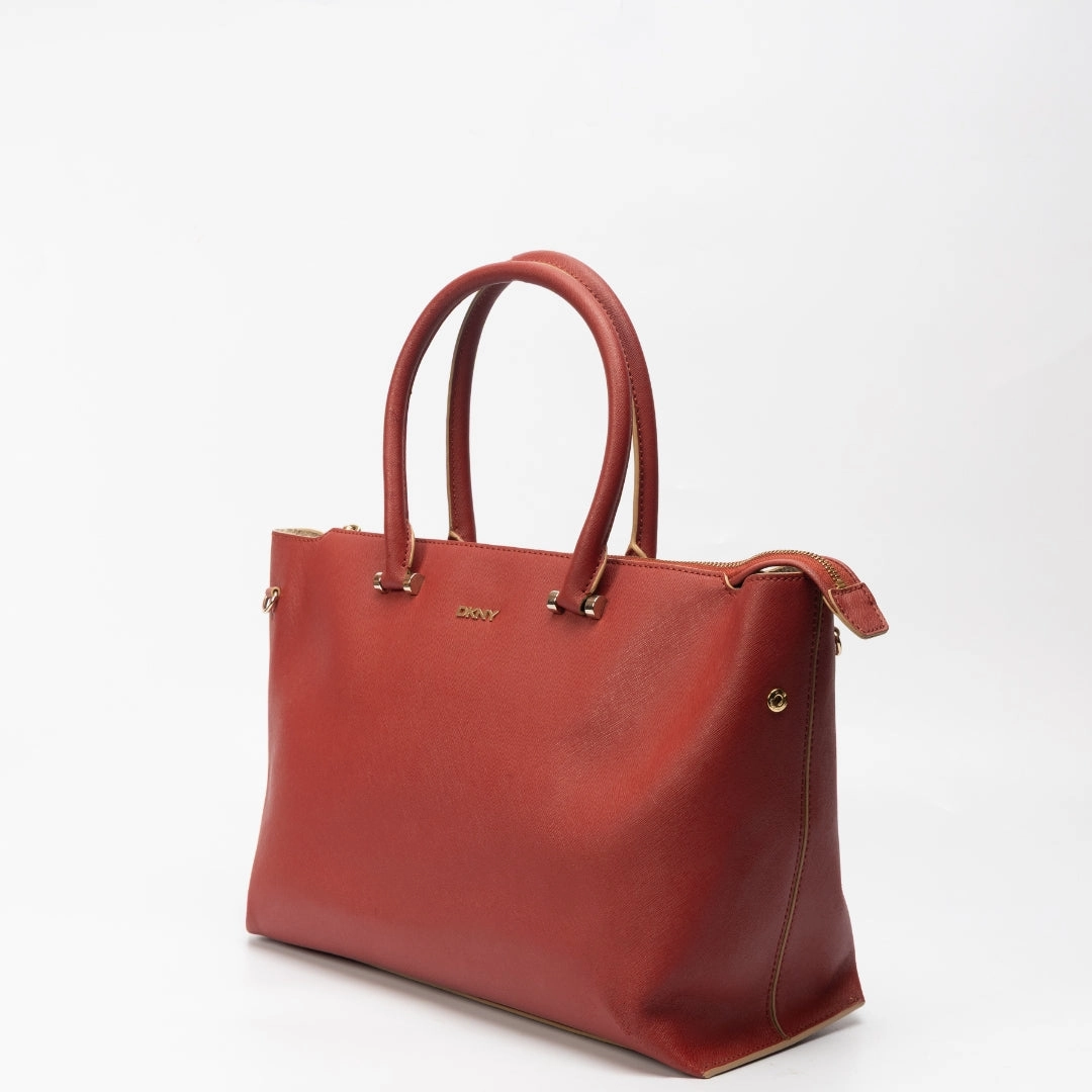 DKNY Red Leather Bryant Park Tote Bag