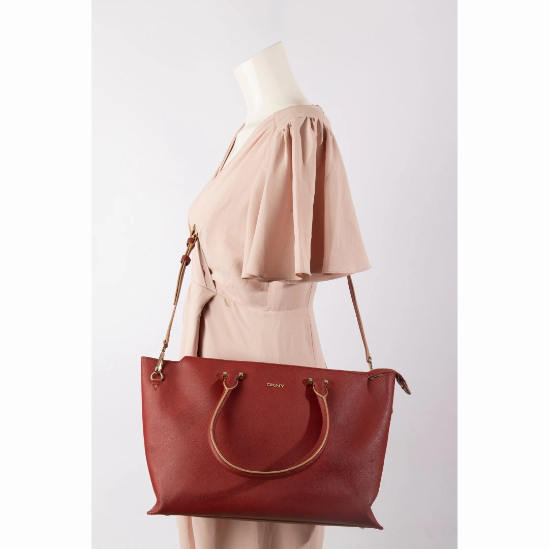 DKNY Red Leather Bryant Park Tote Bag
