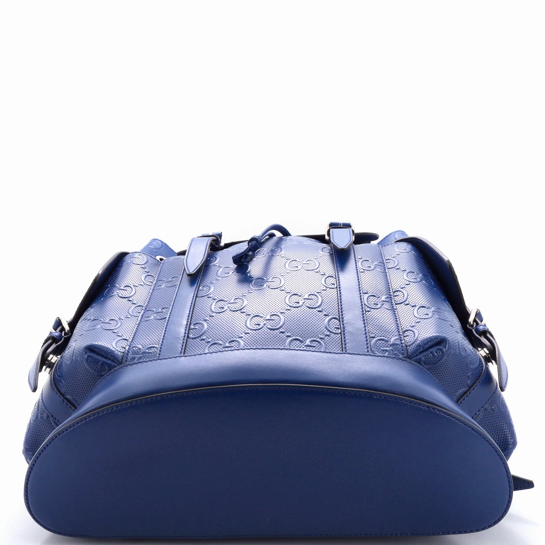 Double Buckle Backpack GG Embossed Perforated Leather Large
