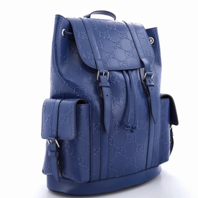 Double Buckle Backpack GG Embossed Perforated Leather Large