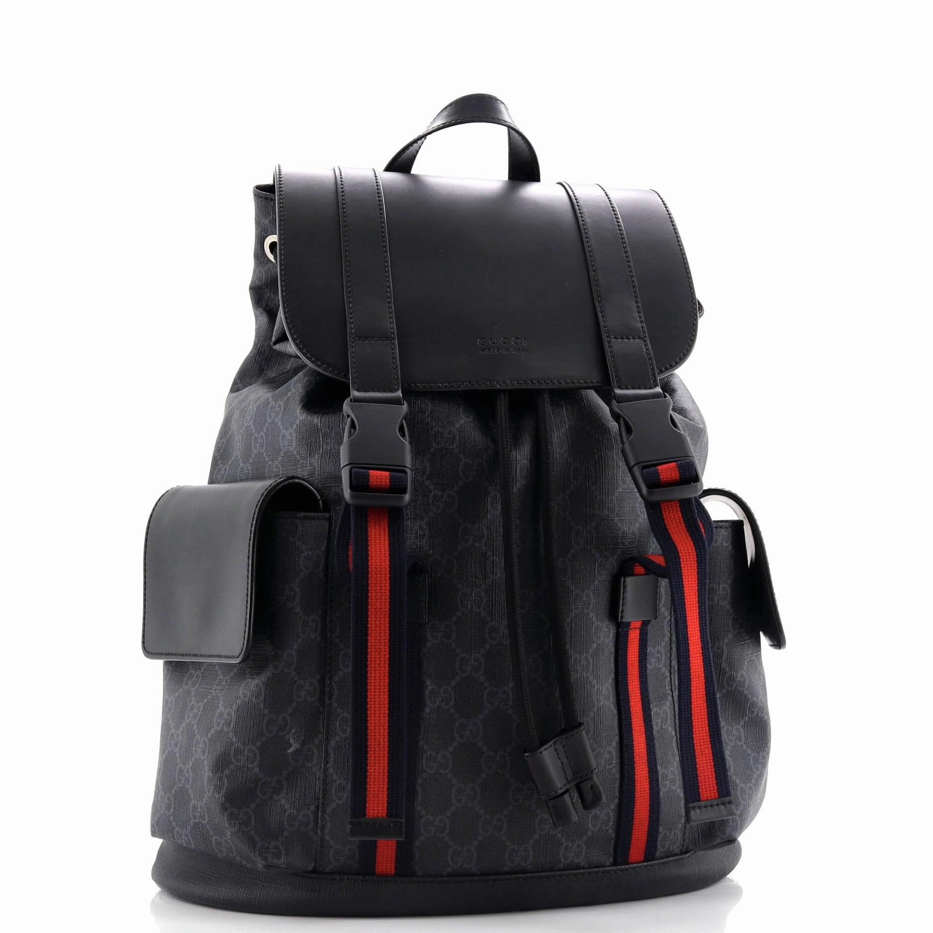 Double Pocket Buckle Backpack GG Coated Canvas Large