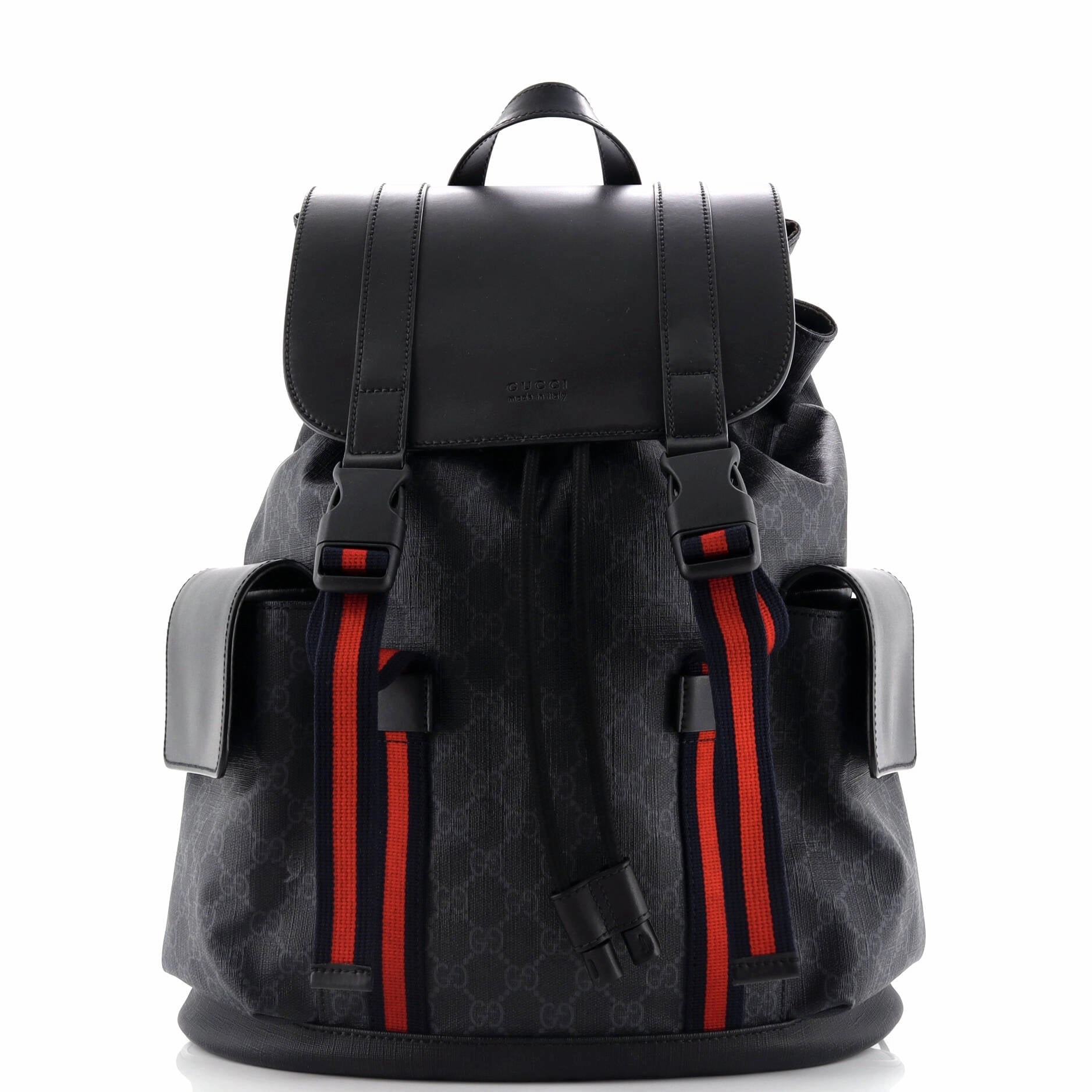 Double Pocket Buckle Backpack GG Coated Canvas Large