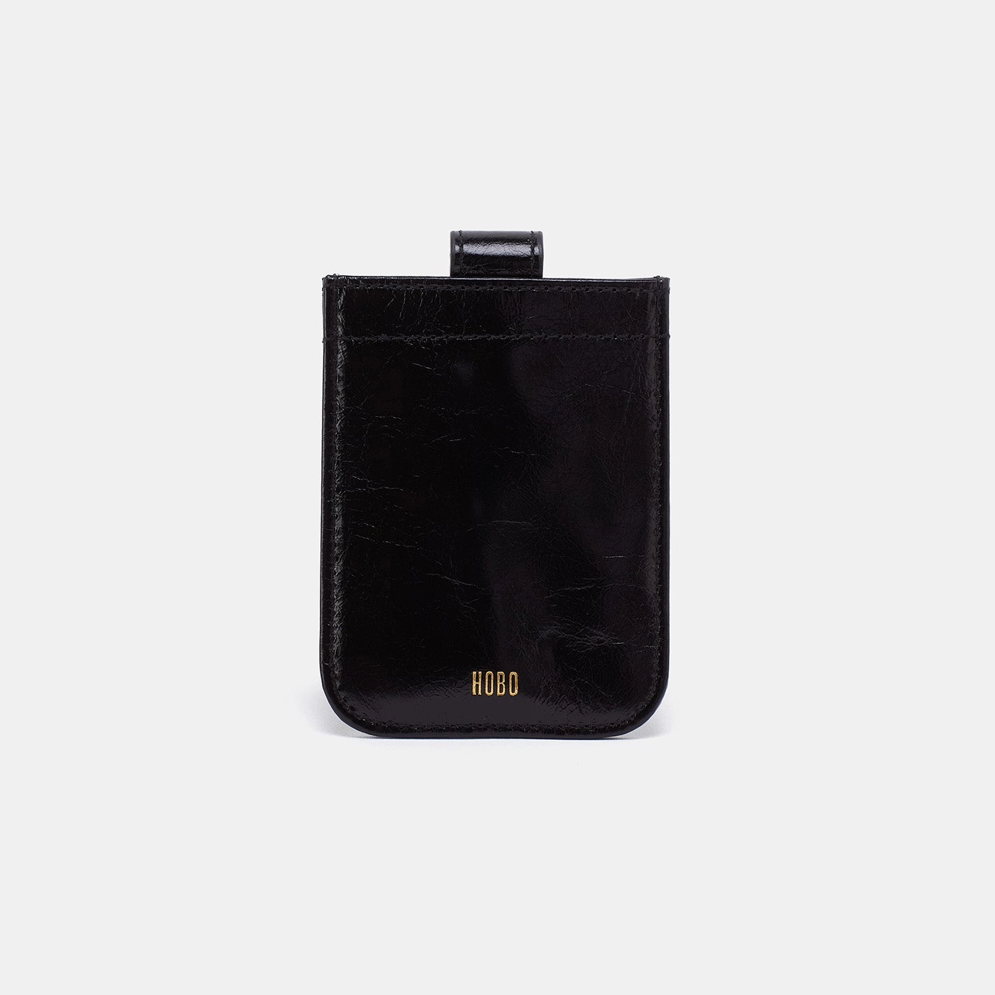 Dunn Card Case In Polished Leather - Black