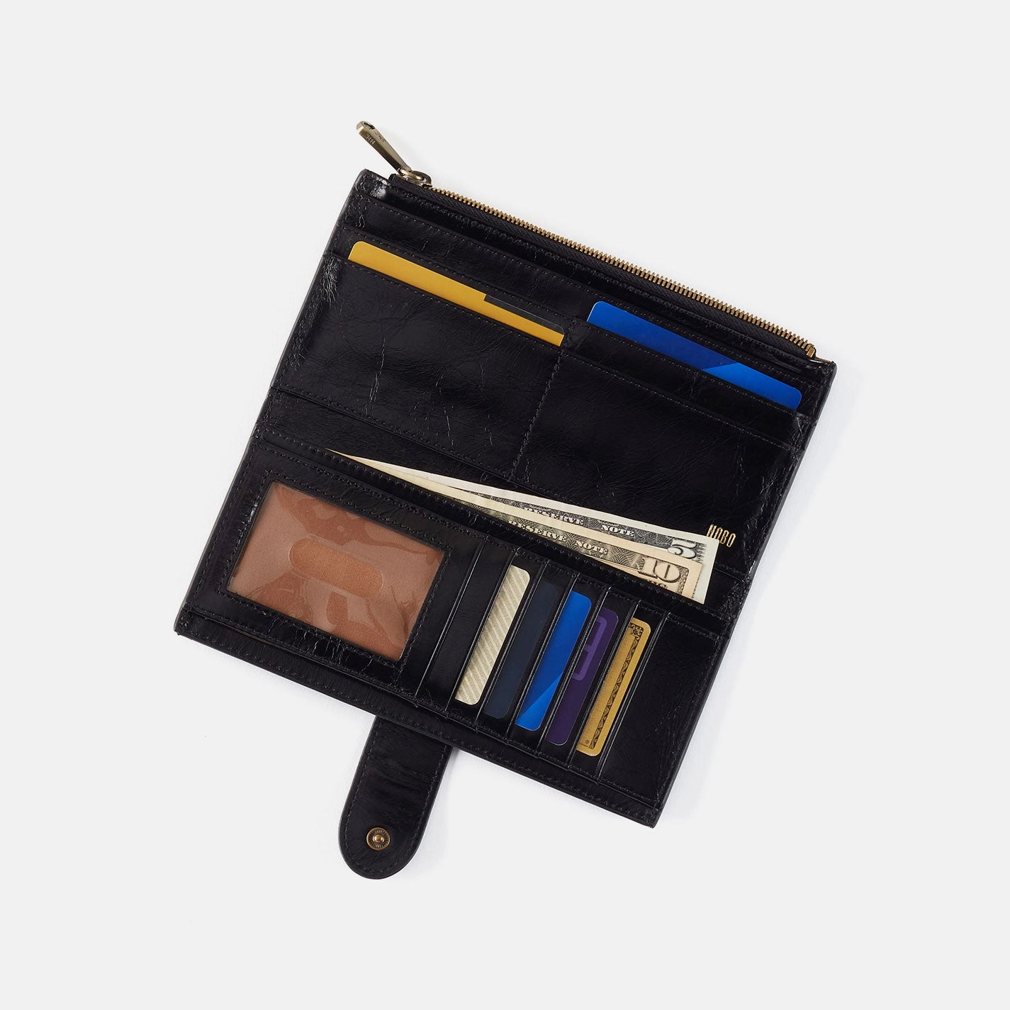 Dunn Continental Wallet In Polished Leather - Grenadine