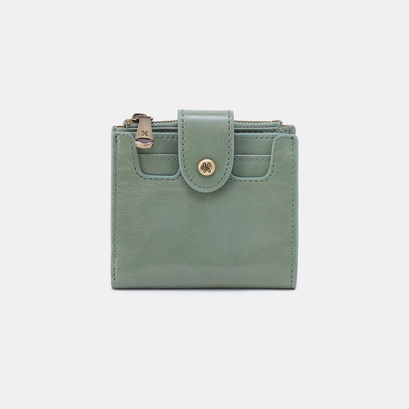 Dunn Mini Wallet In Polished Leather - Jade