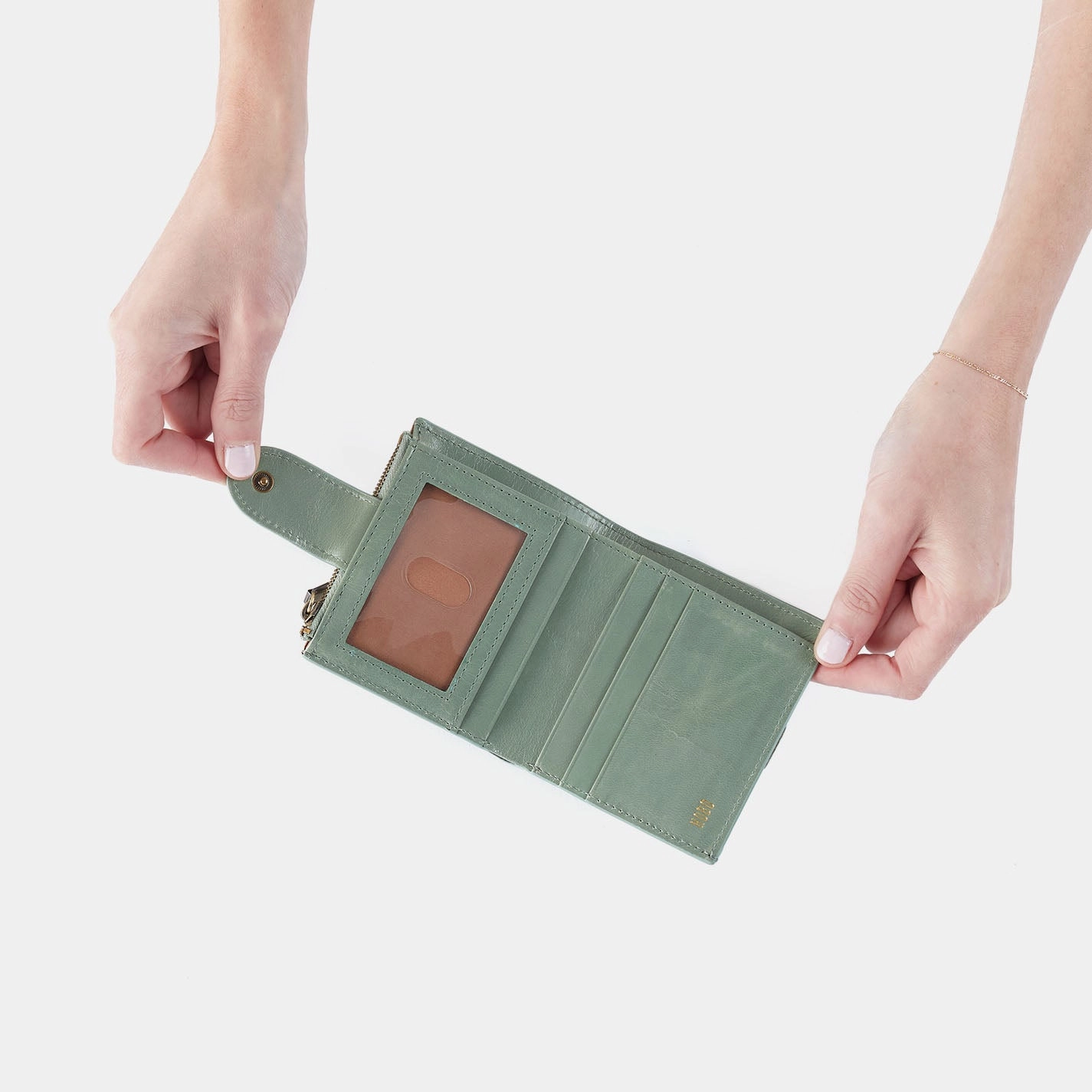 Dunn Mini Wallet In Polished Leather - Jade