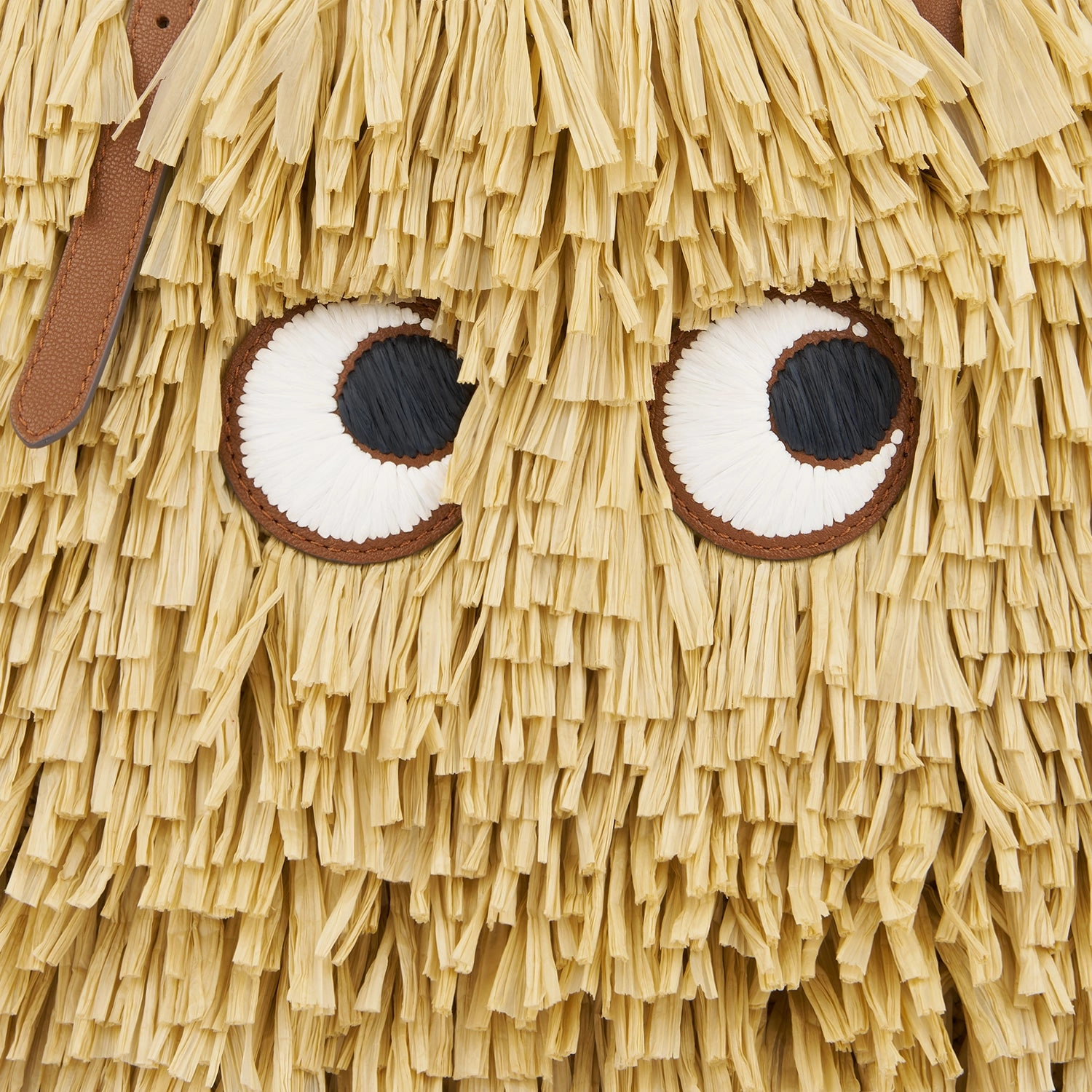 E/W Shag Raffia Eyes Tote