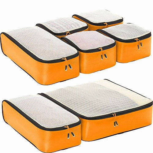 eBags Ultralight Travel Packing Cubes - Lightweight - Ultimate Packer Organizers - 7pc Set - (OrangeYellow)