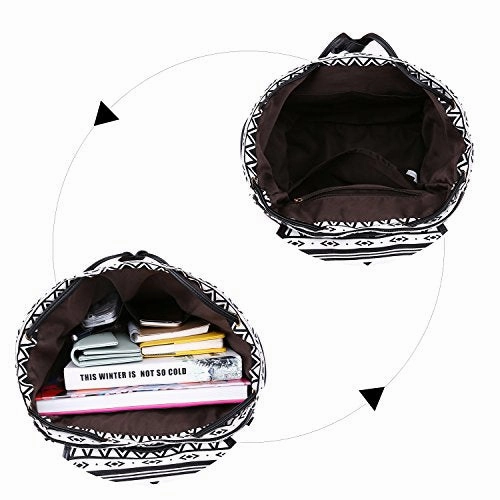 ECOSUSI Backpack Cute School College Casual Daypack Canvas Bookbag for Teens Girls, Black