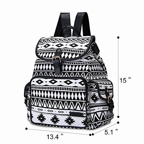 ECOSUSI Backpack Cute School College Casual Daypack Canvas Bookbag for Teens Girls, Black