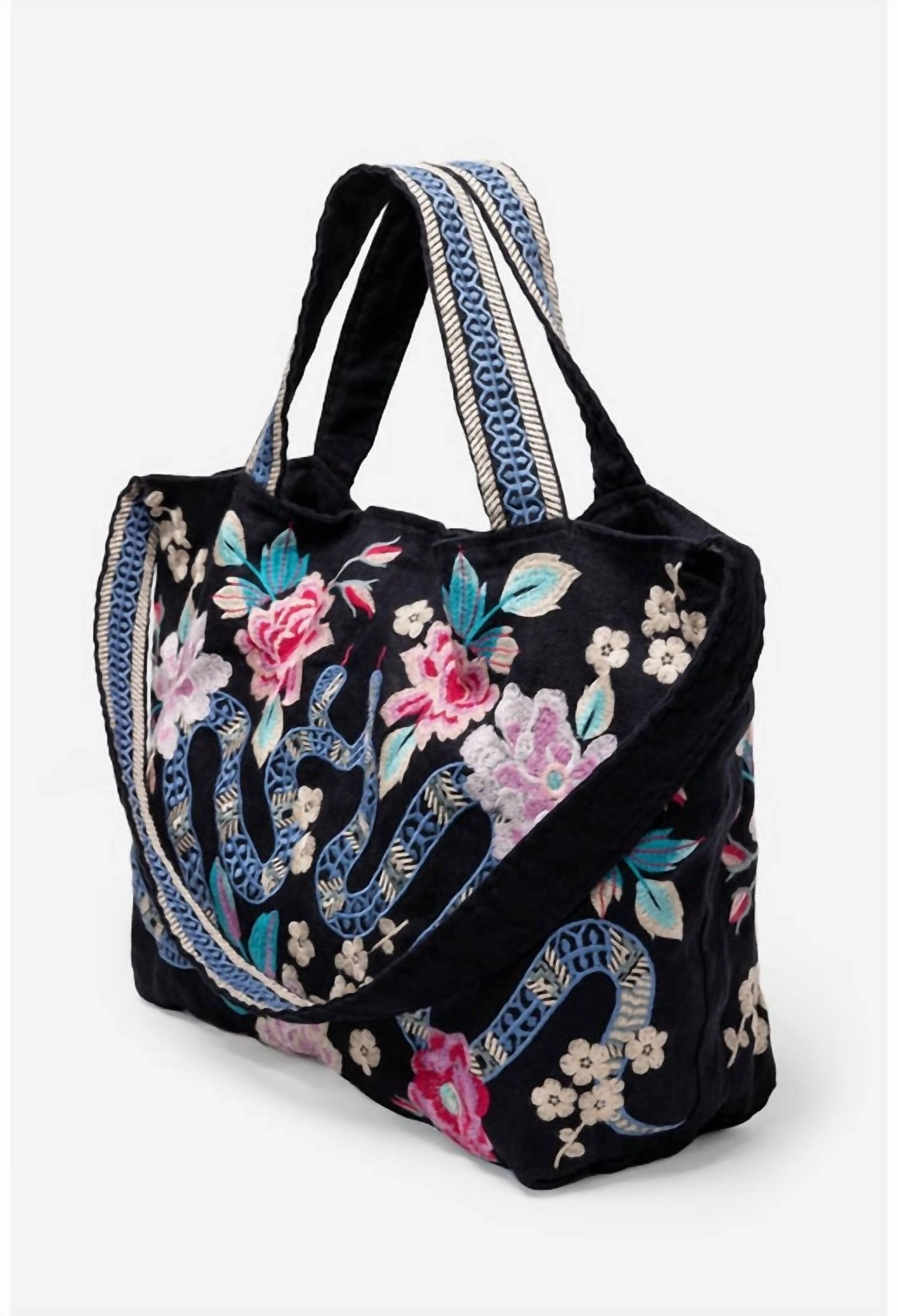 Edie Linen Tote Bag In Black
