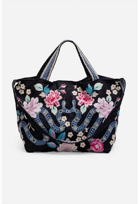 Edie Linen Tote Bag In Black