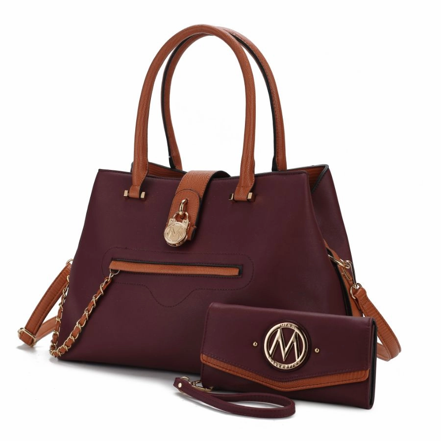 Edith Vegan Leather Womens Tote Bagwith wallet ?2 pieces