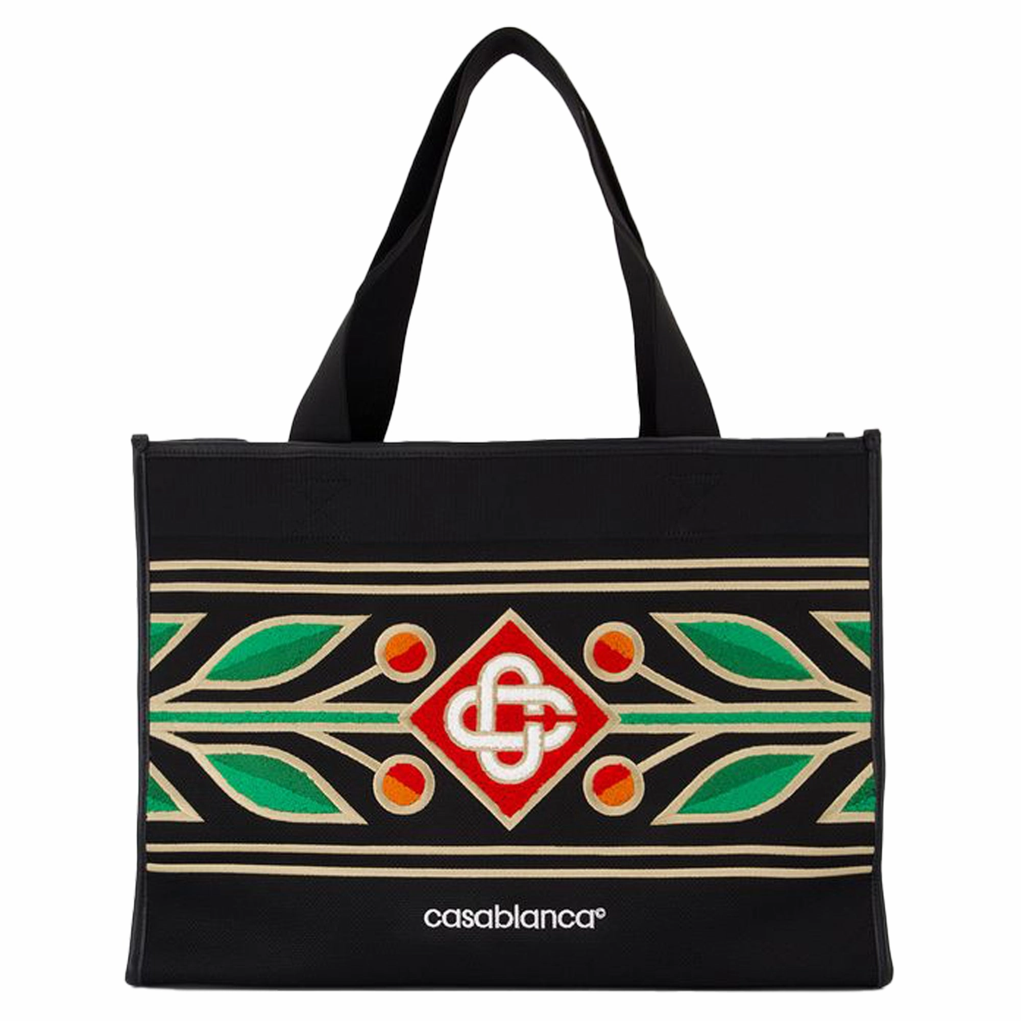 Embroidered Knit Shopper Bag - Casablanca - Knit - Black