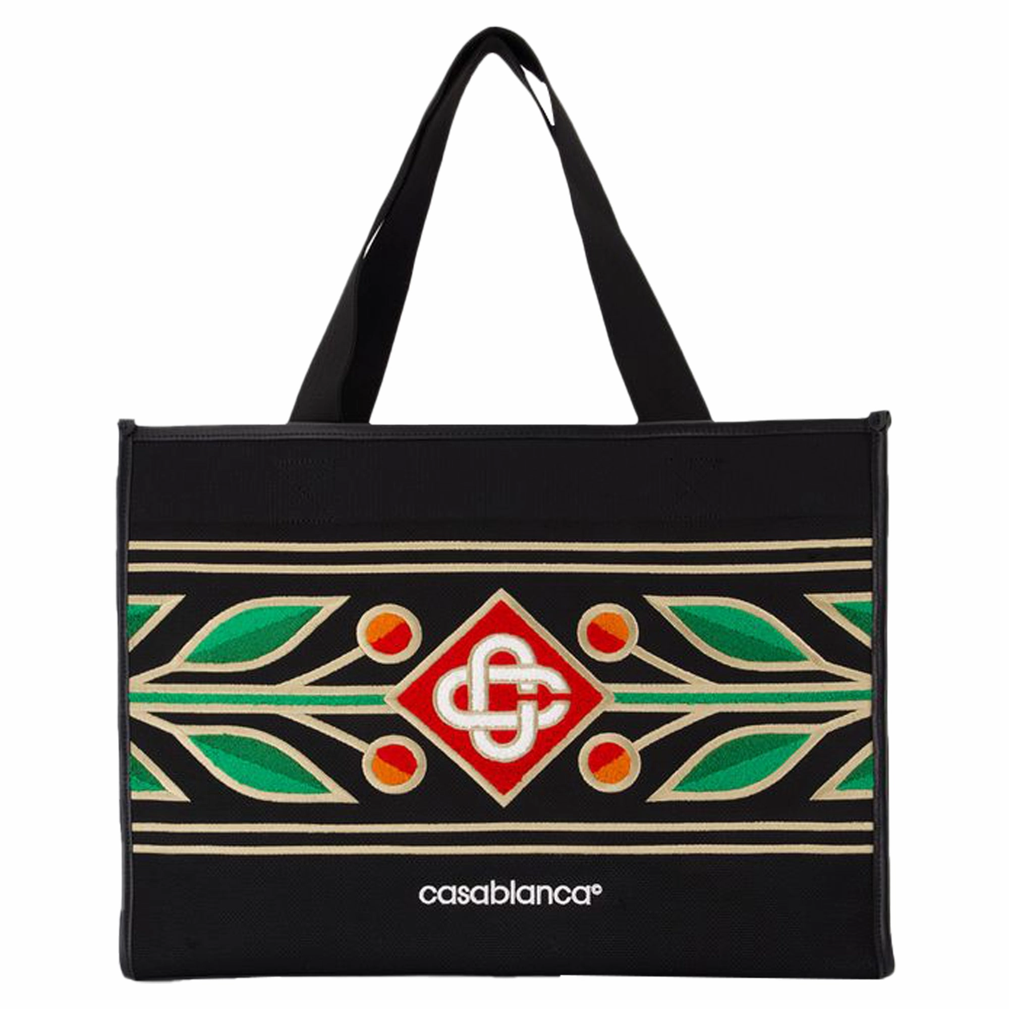 Embroidered Knit Shopper Bag - Casablanca - Knit - Black