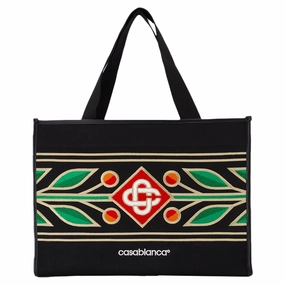 Embroidered Knit Shopper Bag - Casablanca - Knit - Black